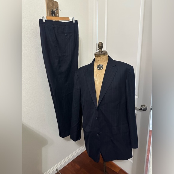 Ing Loro Piana Navy Pinstripe Suit 50L - Picture 1 of 4